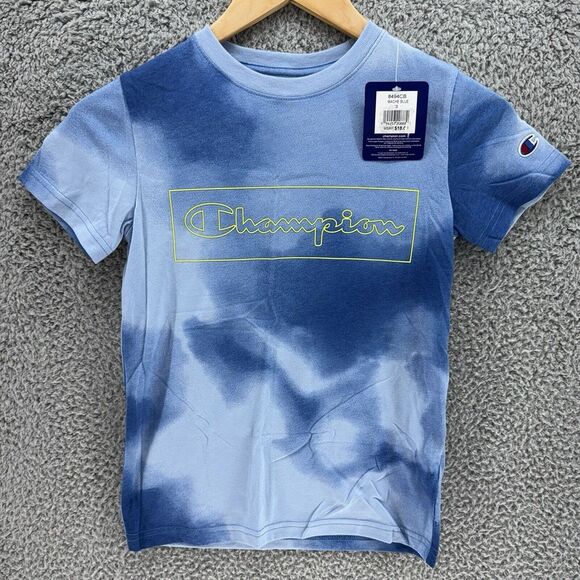 CHAMPION Womens Mache Blue Smokewash Short Sleeve Cotton‎ T-Shirt SMALL NWT - Picture 1 of 6